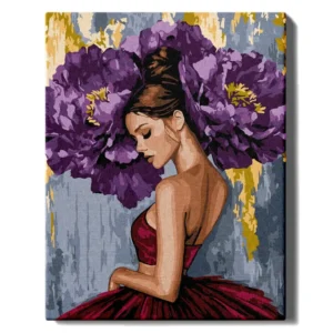 Balerīna un purpursarkani ziedi