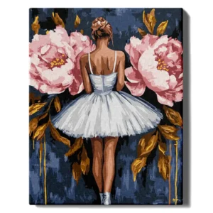 Balerīna un rozā ziedi