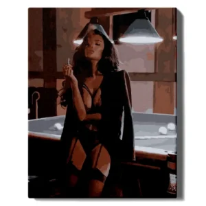 Meitene pie biljarda galda