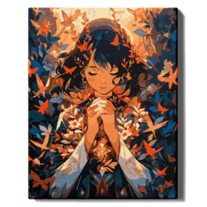 Meitene starp tauriņiem