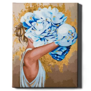 Meitene un zilie ziedi