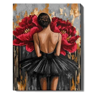 Balerīna un sarkani ziedi